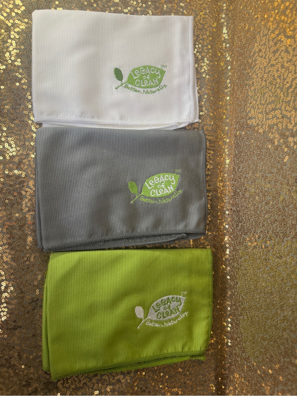 Legacy Microfiber Cleaning Cloths in White, Gray, Lime Green